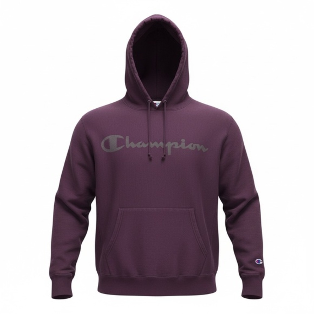 Vintage Champion Reverse Weave Hoodie Maroon Purple Logo XL Heavyweight Y2K